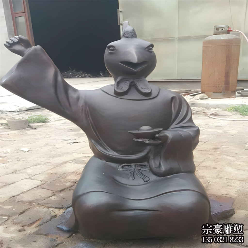 酉雞銅雕，獸首人身十二生肖銅雕塑