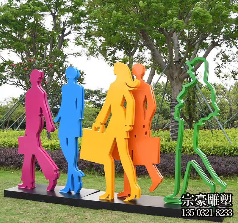 剪影不銹鋼購(gòu)物主題人物雕塑擺件